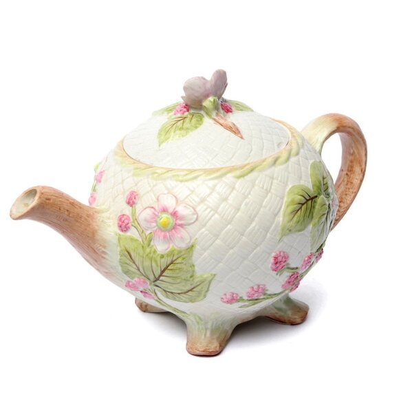 Vintage Chelsea Morning Teapot Hallie Greer Franklin Mint 1988 Cottagecore Quilt - Picture 1 of 11